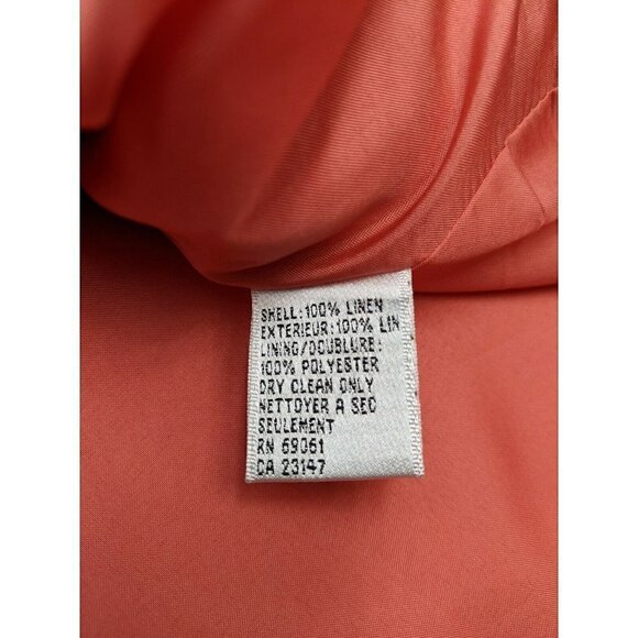 Talbots Irish Linen Blazer Shirt Jacket Coral Pink Button Front Women's - Picture 5 of 12